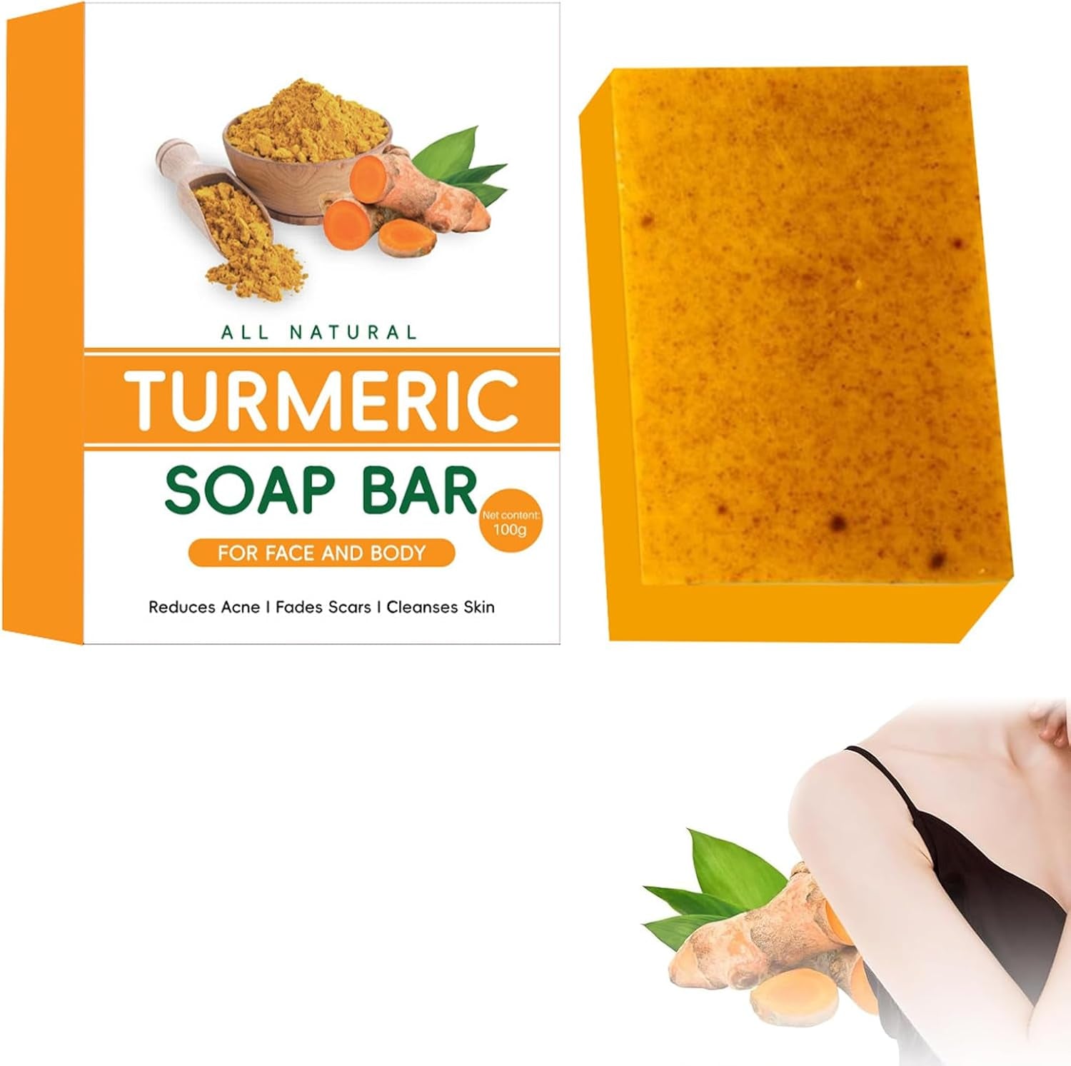 Savon Curcuma Exfoliant pour Visage Et Corps 100G