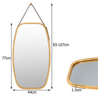 Miroir Mural Suspendu Avec Cadre En Bambou Et Sangle En Cuir
