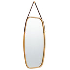 Miroir Mural Suspendu Avec Cadre En Bambou Et Sangle En Cuir