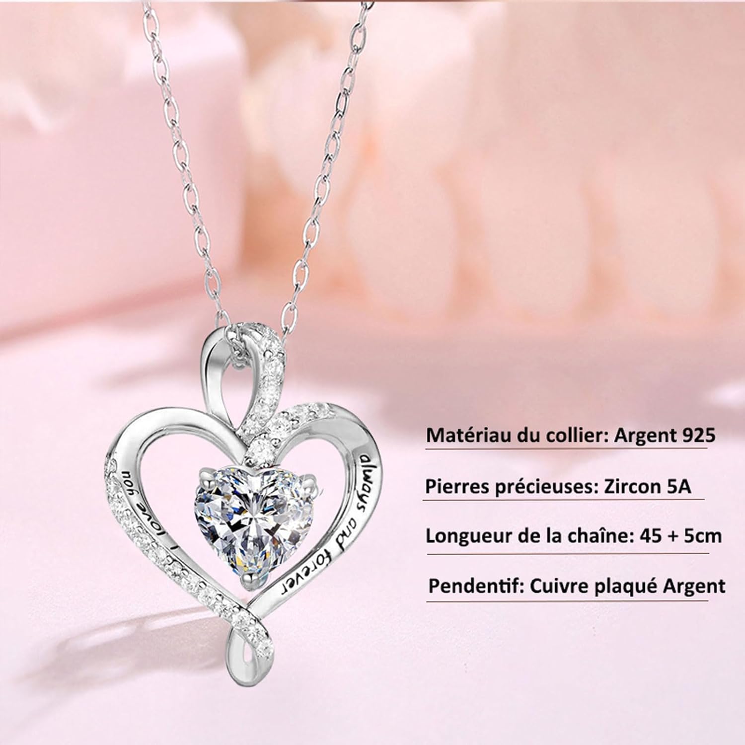 Rose Éternelle Rouge avec Collier en Argent 925