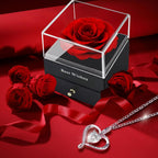 Rose Éternelle Rouge avec Collier en Argent 925