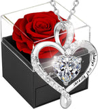 Rose Éternelle Rouge avec Collier en Argent 925