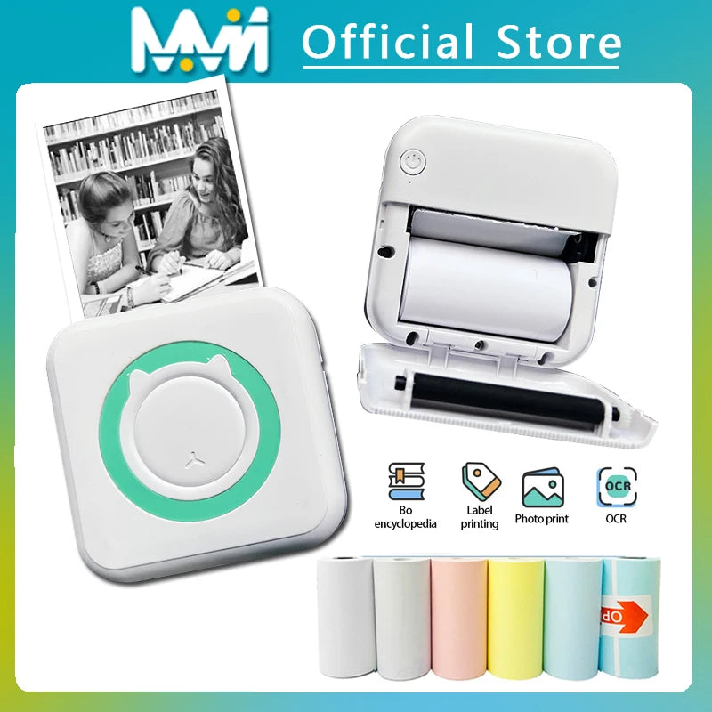 Imprimante Thermique Portable Mini – 203dpi, Bluetooth, Sans Encre