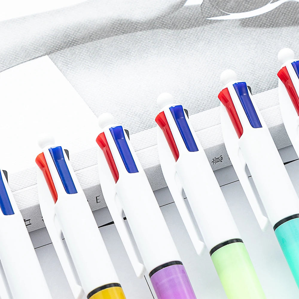 4 Colours Ballpoint Pens Push Hands Accounting Pens Highlighting Markers Student Stationery Gifts