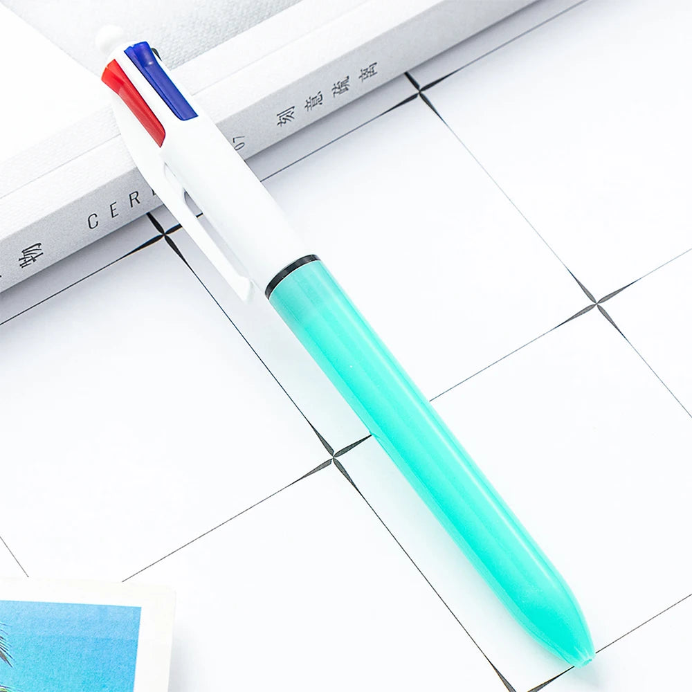 4 Colours Ballpoint Pens Push Hands Accounting Pens Highlighting Markers Student Stationery Gifts