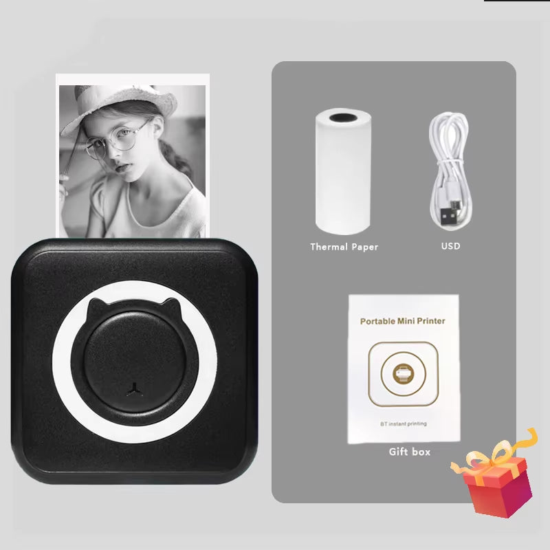 Imprimante Thermique Portable Mini – 203dpi, Bluetooth, Sans Encre