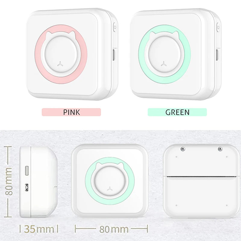 Imprimante Thermique Portable Mini – 203dpi, Bluetooth, Sans Encre